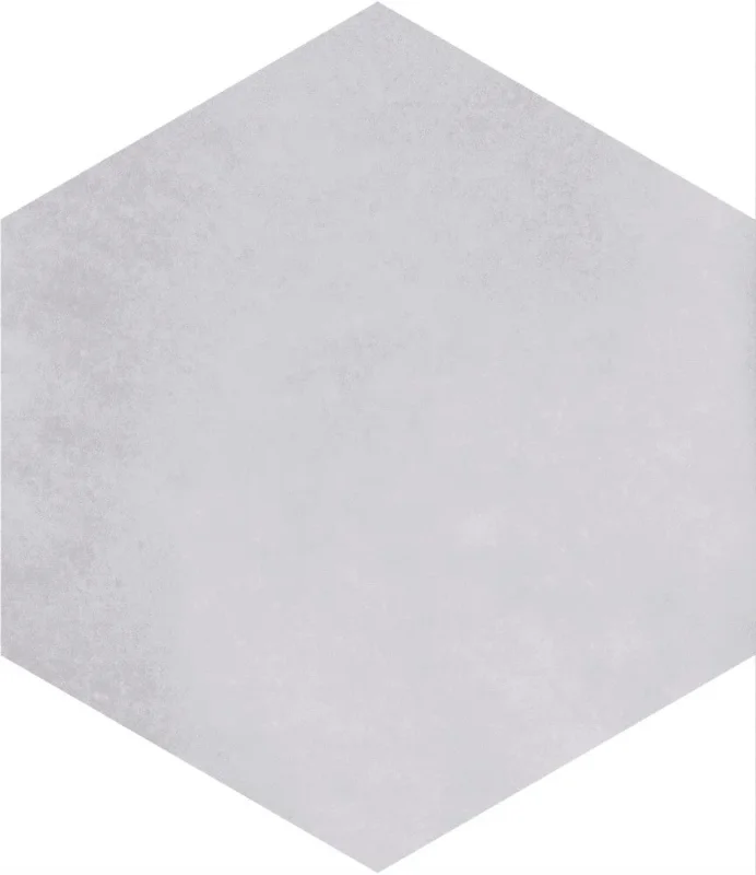 European Tiles Artisan Hex Ash Porcelain Gloss Wall & Floor Tile 11.8x10.2cm detail view - Image 3