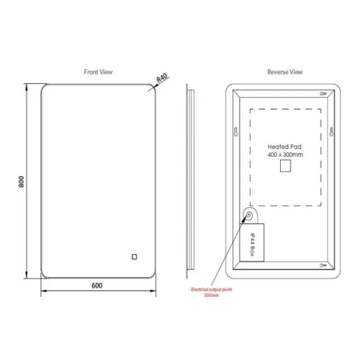 Hib Ambience 90 Mirror H60 X W90 X D4cm technical drawing - Image 2