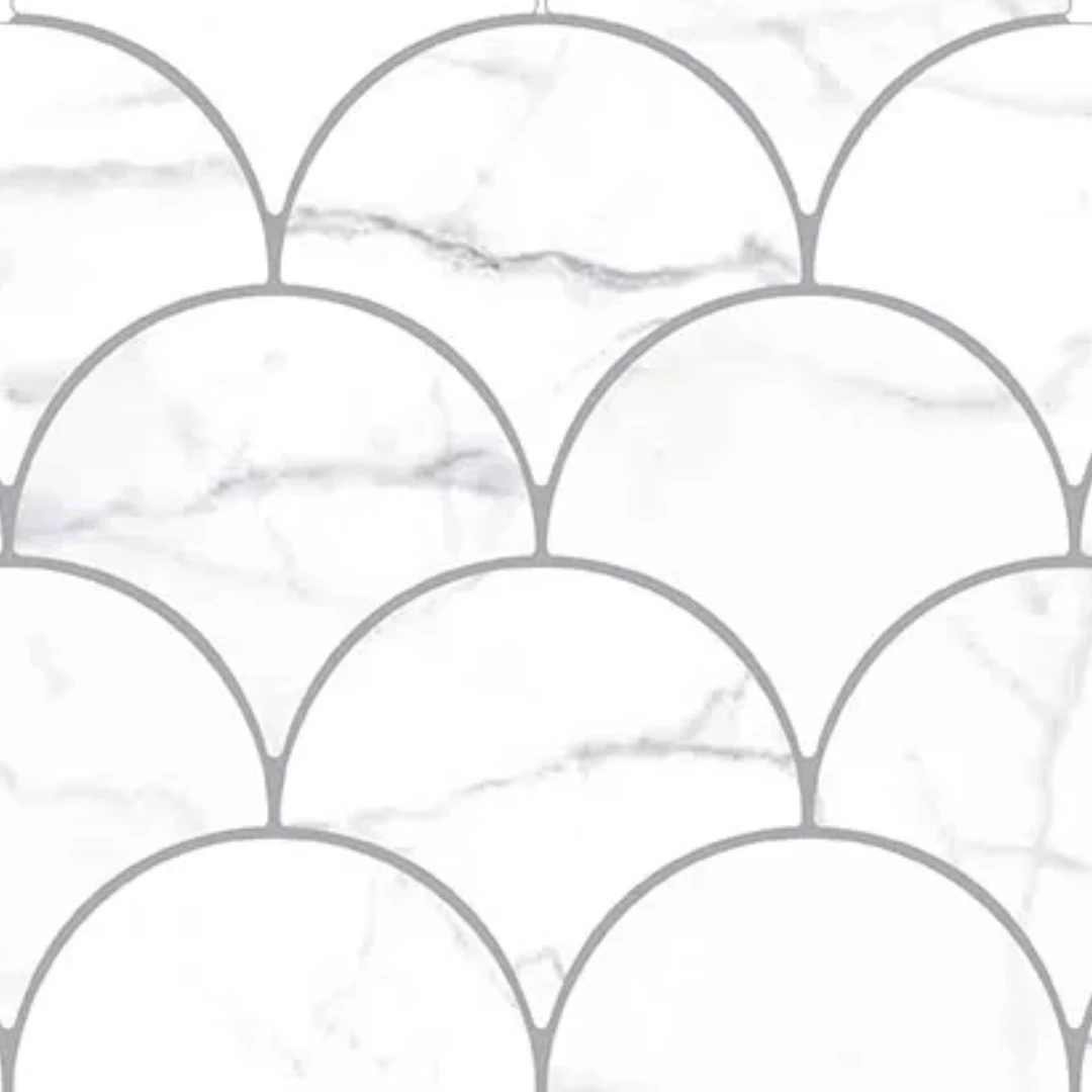 European Tiles Shaped Marble Drop Carrara Glossy Wall Tile 15x17.3cm