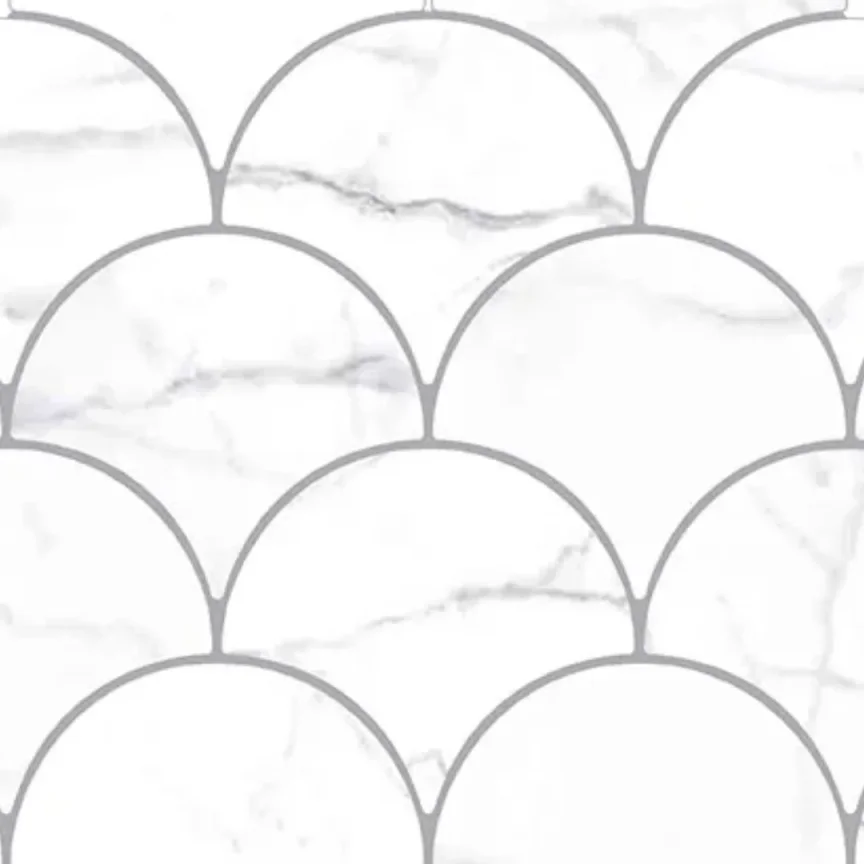 European Tiles Shaped Marble Drop Carrara Glossy Wall Tile 15x17.3cm product image - Image 1