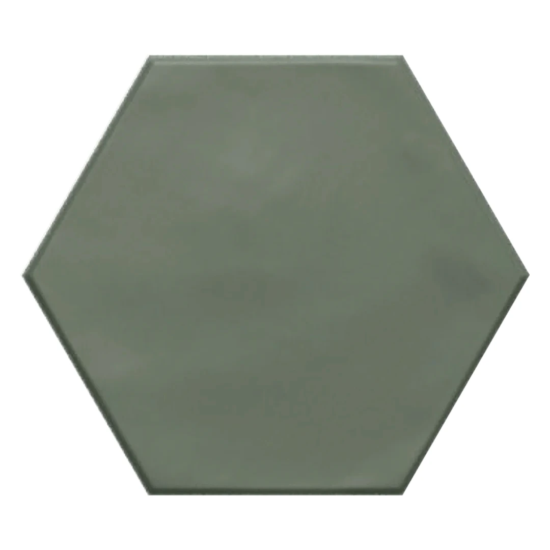 European Tiles Shaped Marble Geometry Hex Matt Green Floor Tile 15x17.3cm
