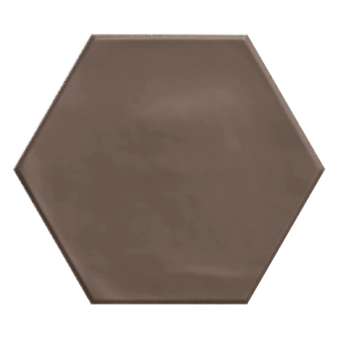 European Tiles Shaped Marble Geometry Hex Matt Brown Floor Tile 15x17.3cm