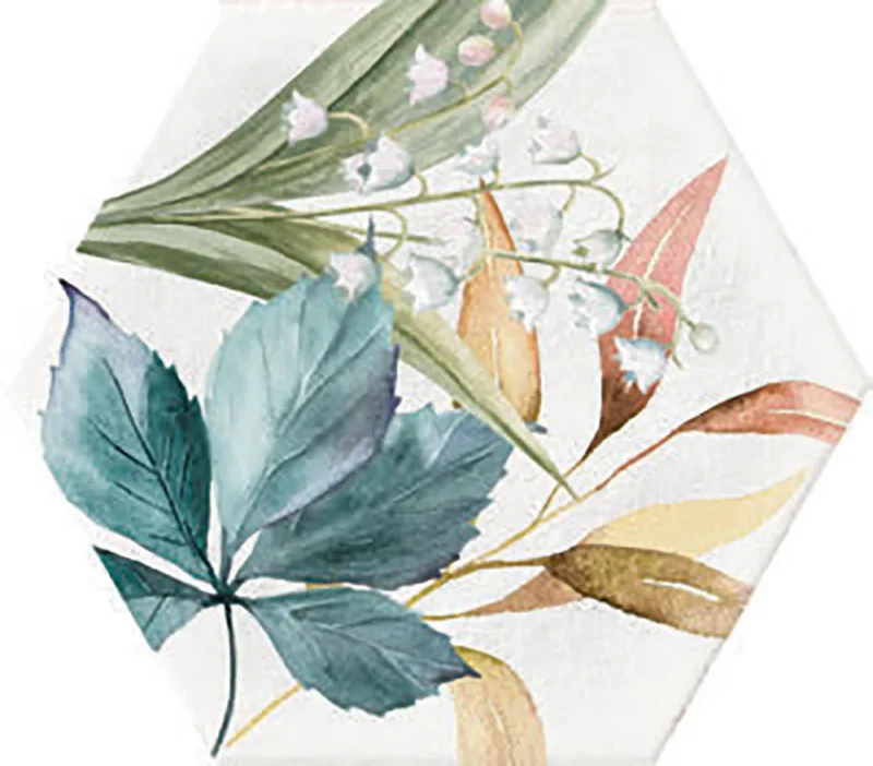 European Tiles Apollo 13 Hex Decor Porcelain Wall & Floor Tile 23x27cm detail view - Image 3
