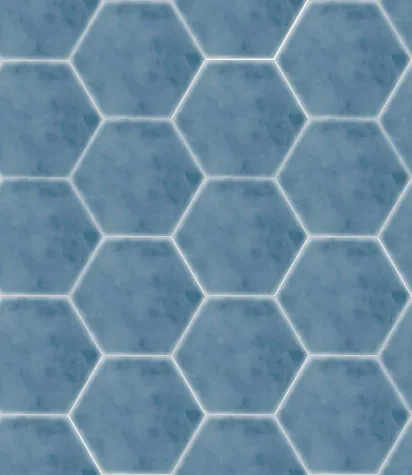 European Tiles Scandinavian Cyan Hexagon Matt Floor Tile 15x17.3cm detail view - Image 2