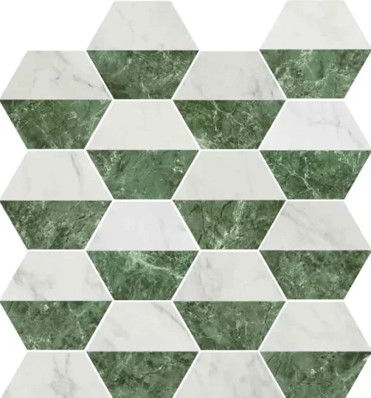 European Tiles Hex Decor Bianco Verde 15x17.3 product image - Image 1
