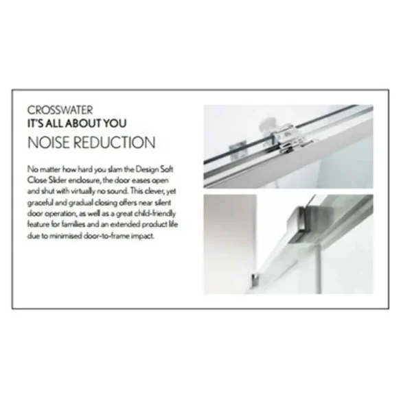 Crosswater Design 8 Slider Soft Close Door 1100 Silver detail view - Image 6