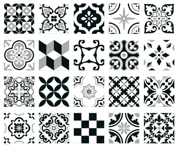 European Tiles Cuba Range Habana Tiles Monochome Patchwork 20x20cm