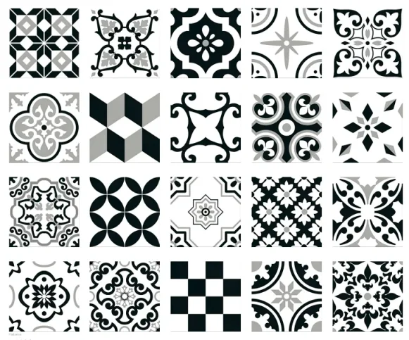 European Tiles Cuba Range Habana Tiles Monochome Patchwork 20x20cm product image - Image 1