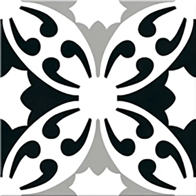 European Tiles Cuba Range Habana Tiles Monochome Patchwork 20x20cm detail view - Image 3