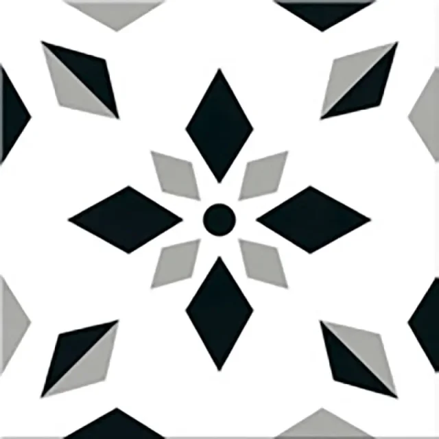 European Tiles Cuba Range Habana Tiles Monochome Patchwork 20x20cm detail view - Image 5