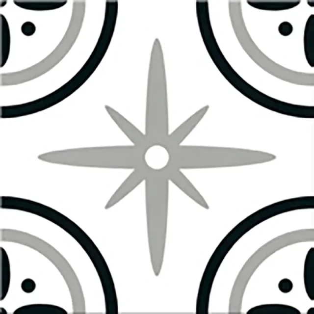 European Tiles Cuba Range Habana Tiles Monochome Patchwork 20x20cm detail view - Image 6