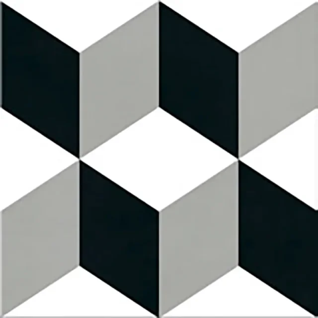 European Tiles Cuba Range Habana Tiles Monochome Patchwork 20x20cm detail view - Image 7