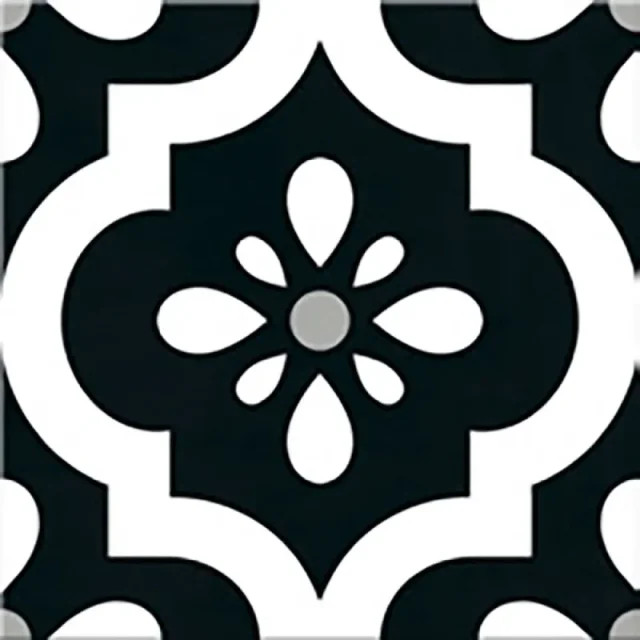 European Tiles Cuba Range Habana Tiles Monochome Patchwork 20x20cm detail view - Image 11