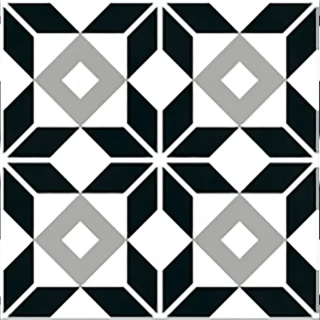 European Tiles Cuba Range Habana Tiles Monochome Patchwork 20x20cm detail view - Image 13