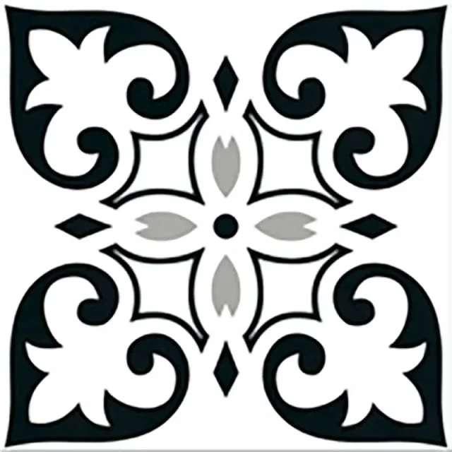 European Tiles Cuba Range Habana Tiles Monochome Patchwork 20x20cm detail view - Image 14