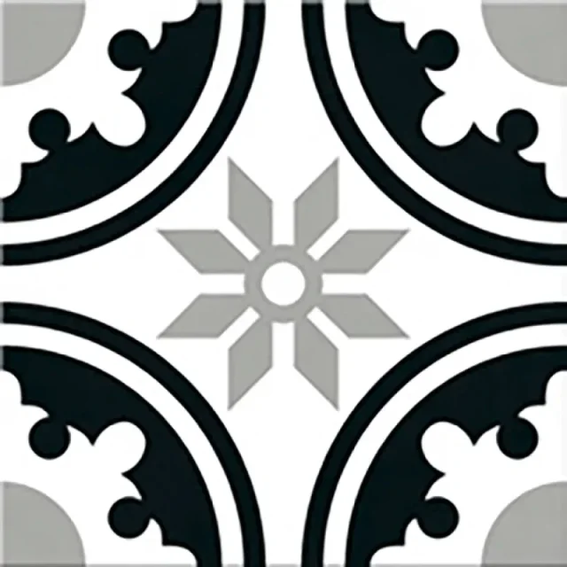 European Tiles Cuba Range Habana Tiles Monochome Patchwork 20x20cm detail view - Image 15