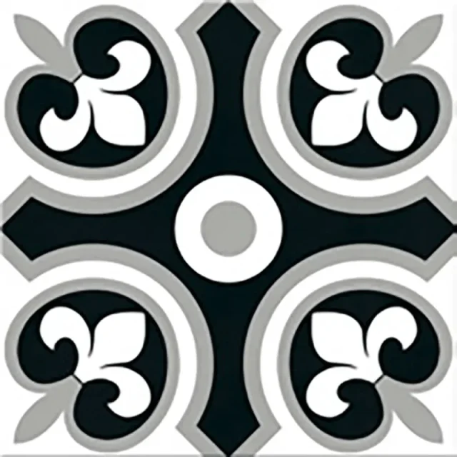 European Tiles Cuba Range Habana Tiles Monochome Patchwork 20x20cm detail view - Image 16