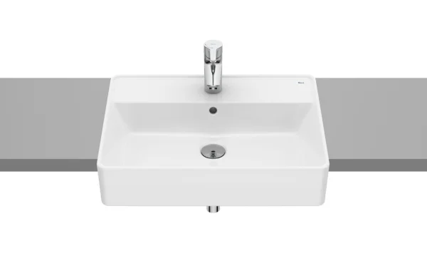 Roca The Gap Semi Recessed Basin 55 X 43 Cm One Tap Hole - White