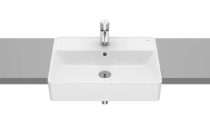 Roca The Gap Semi Recessed Basin 55 X 43 Cm One Tap Hole - White