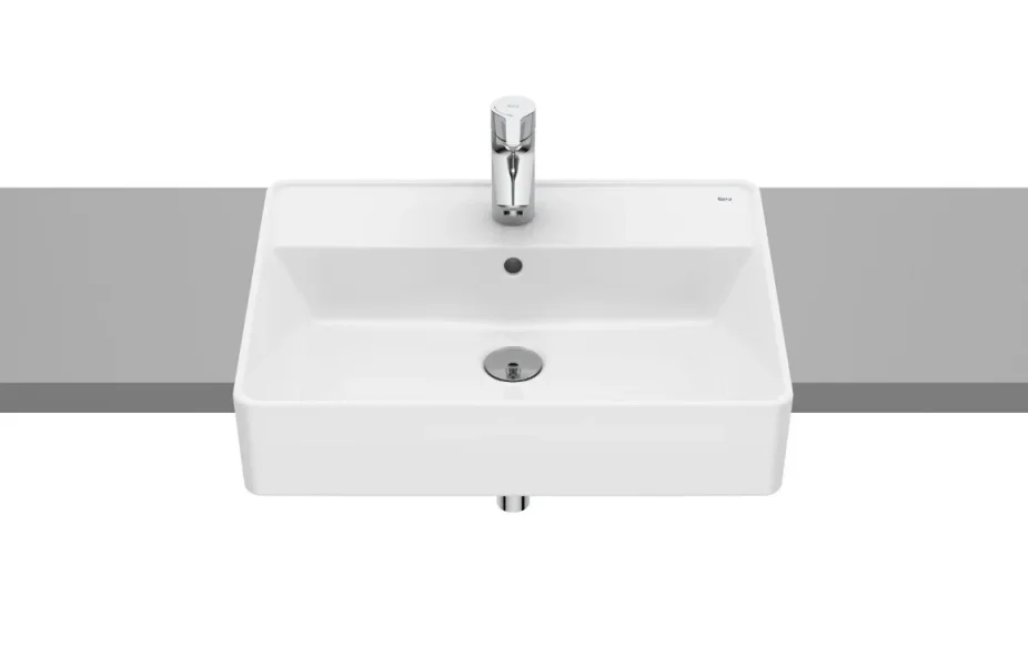 Roca The Gap Semi Recessed Basin 55 X 43 Cm One Tap Hole - White product image - Image 1