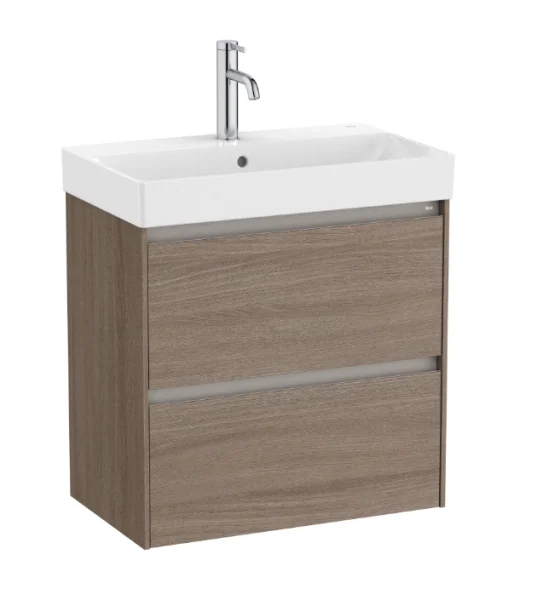 Roca Ona Vanity Unit 60 Cm, Two Drawers - Dark Elm