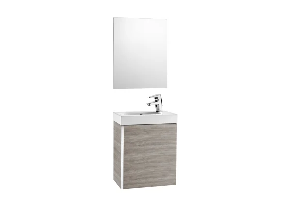 Roca Mini Basin, Mirror And Base Unit 45 X 25 Cm, One Soft-close Door - Textured Grey