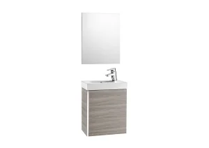 Roca Mini Basin, Mirror And Base Unit 45 X 25 Cm, One Soft-close Door - Textured Grey