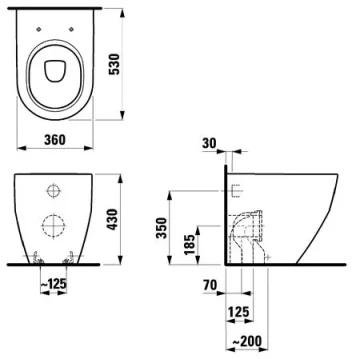 Laufen Pro Back To Wall Pan - White detail view - Image 2