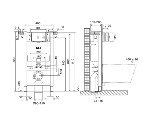 Oliexpert Plus Mecc.sanitarblock H820 technical drawing - Image 2