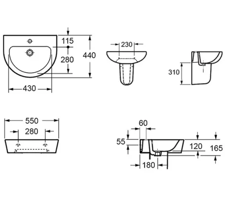 Pura Ivo / Flite Half Pedestal technical drawing - Image 2