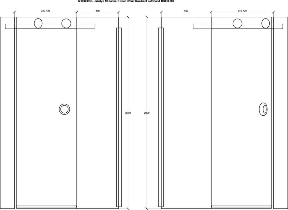 Merlyn 10 Series 1 Door Offset Quadrant Left Hand 1000 X 800mm technical drawing - Image 4