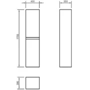 Pura Flite Tall Storage Cabinet 1700mm White Gloss technical drawing - Image 2