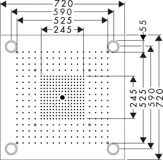 Axor Showersolutions Showerheaven 720/720 3jet With Lighting Stainless Steel technical drawing - Image 2
