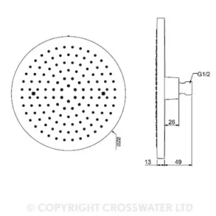 Crosswater Central Fixed Head 250mm Chrome technical drawing - Image 3