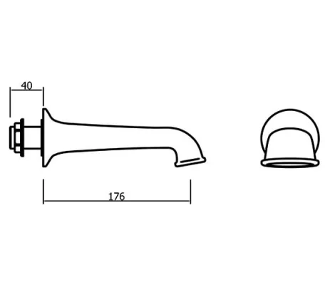Crosswater Belgravia Bath Spout Wall Mounted Chrome technical drawing - Image 4