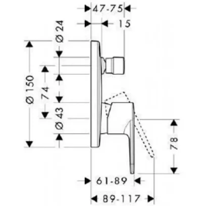 Hansgrohe Ibox Universal Basic Set 1/2" And 3/4" technical drawing - Image 2