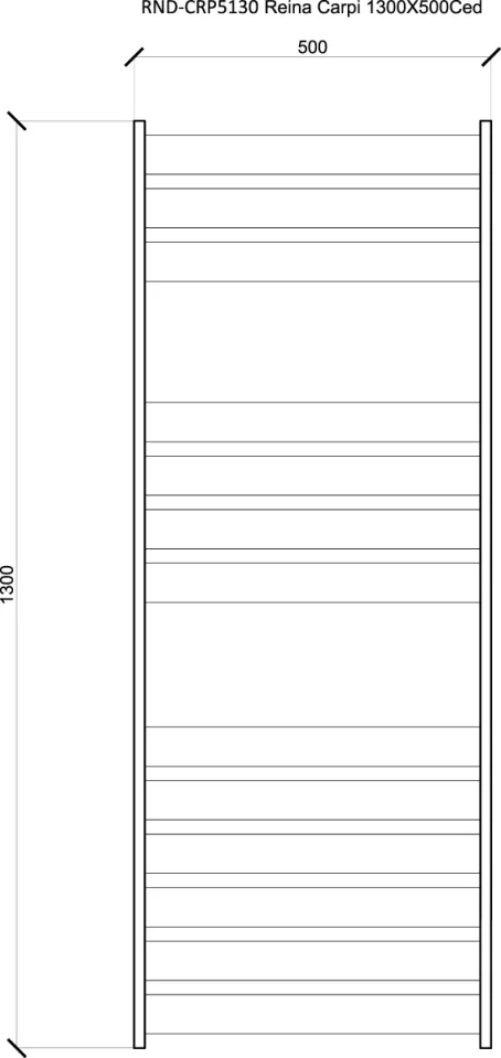 Reina Carpi 500 X 1300 Chrome Towel Radiator technical drawing - Image 3