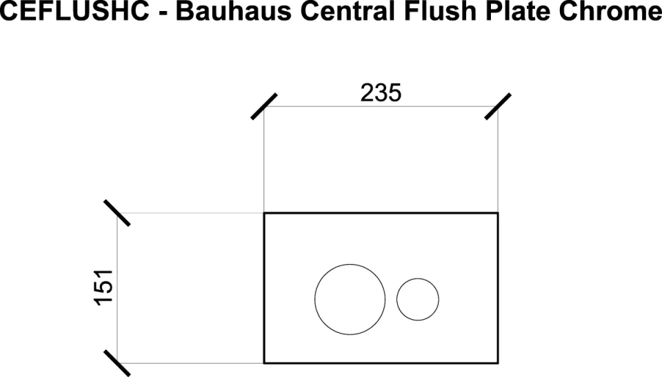 Bauhaus Central Flush Plate Chrome technical drawing - Image 2