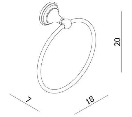 Crosswater Belgravia Towel Ring Chrome technical drawing - Image 4