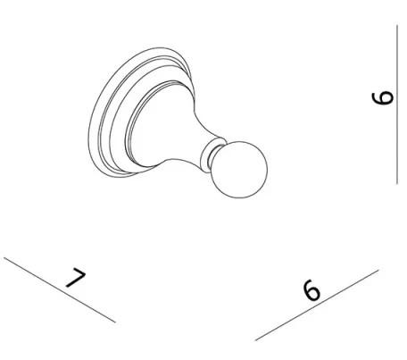 Crosswater Belgravia Single Robe Hook Chrome technical drawing - Image 4