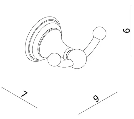 Crosswater Belgravia Double Robe Hook Chrome technical drawing - Image 4