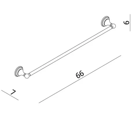 Crosswater Belgravia Single Towel Rail 600mm Chrome technical drawing - Image 4