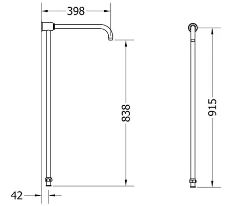 Crosswater Belgravia Thermo Shower Valve with Fixed Head Chrome technical drawing - Image 3