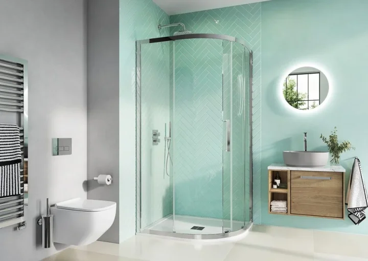 Crosswater Infinity 8 Offset Quadrant Shower Door 1200 x 800mm Polished Stainless Steel product image - Image 1