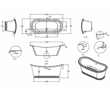 Burlington Admiral 1650mm technical drawing - Image 3