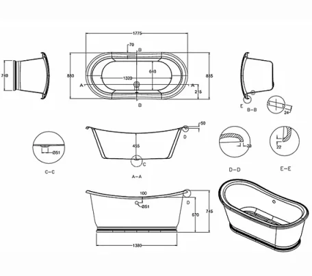 Burlington Admiral 1800mm technical drawing - Image 3