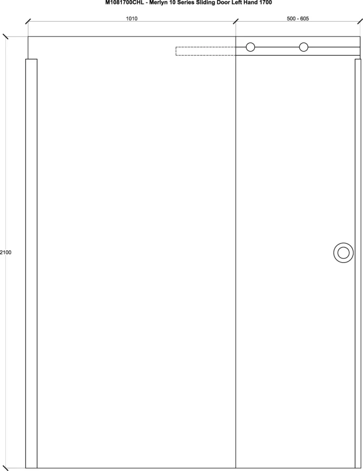 Merlyn 10 Series Sliding Door Left Hand 1700mm technical drawing - Image 2