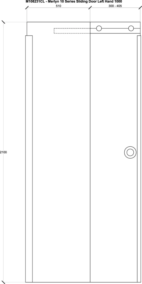 Merlyn 10 Series Sliding Door Left Hand 1000mm technical drawing - Image 2