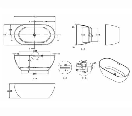Britton Formoso Petite Bath technical drawing - Image 2