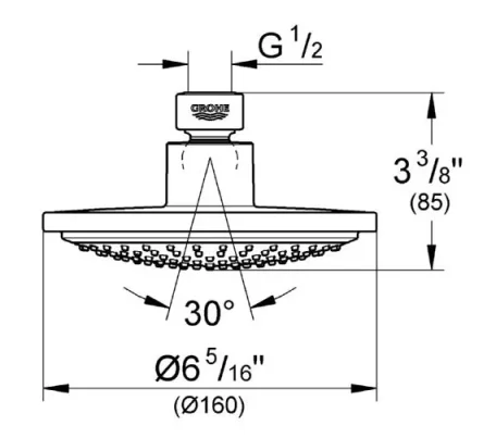 Crosswater Belgravia Shower Head 200mm Chrome technical drawing - Image 7